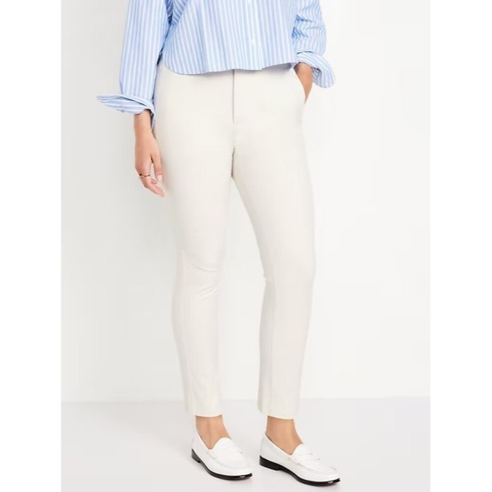 Old Navy Polished Pixie Skinny Pants Womens 14 Cream White Zip Pockets NEW